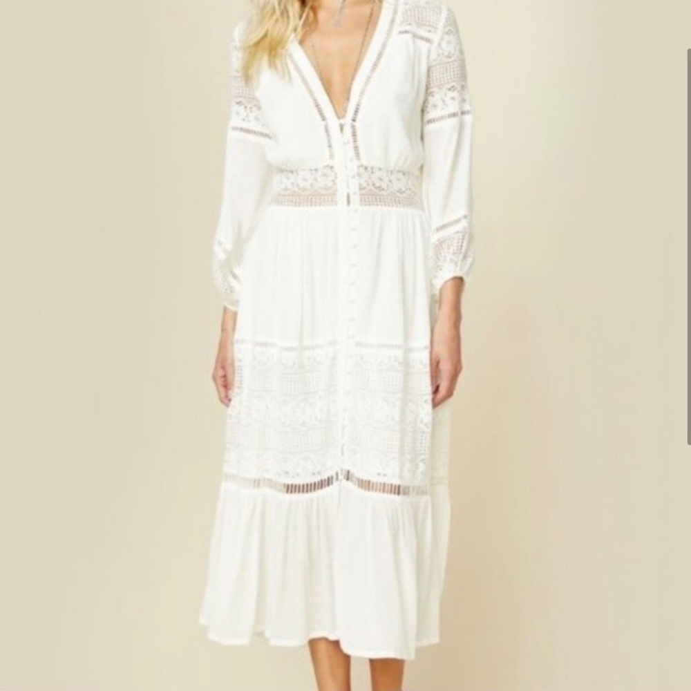 Spell & The Gypsy Olivia Lace Maxi Dress Size M White